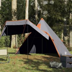 Tente de camping tipi 5 personnes gris imperm&eacute;able