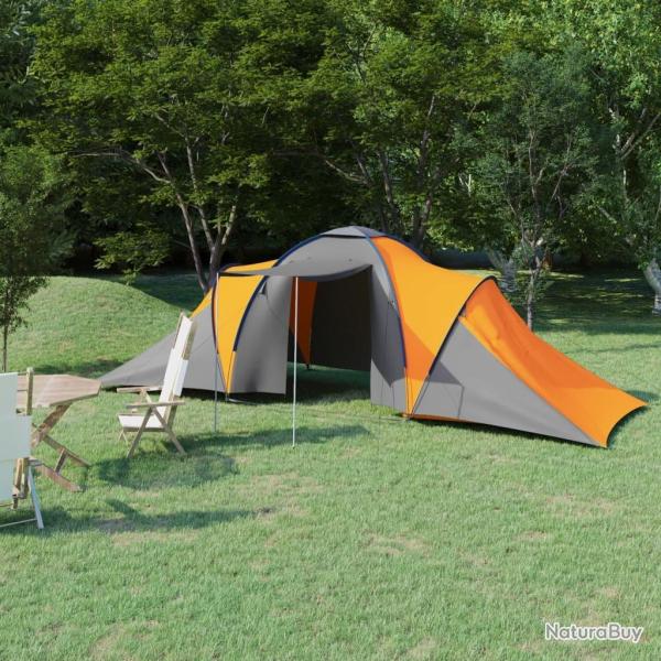 Tente de camping pour 6 personnes gris et orange alsavelo