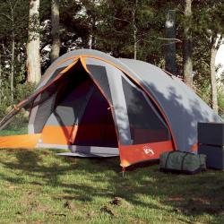 Tente de camping de cabine 4 personnes gris orange imperm&eacute;able alsavelo