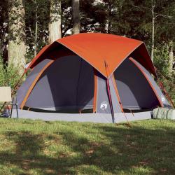 Tente de camping de cabine 4 personnes gris orange imperm&eacute;able alsavelo