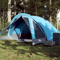 Tente de camping de cabine 4 personnes bleu imperm&eacute;able