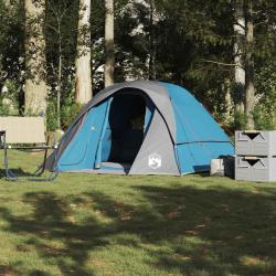 Tente de camping de cabine 4 personnes bleu imperm&eacute;able