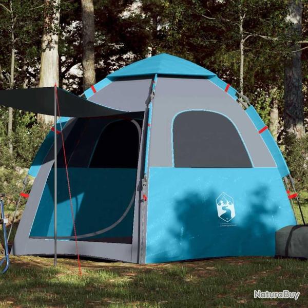 Tente de camping cabine 4 personnes bleu lib�ration rapide