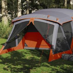 Tente de camping avec porche 4 personnes orange imperm&eacute;able alsavelo