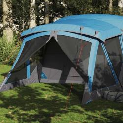 Tente de camping avec porche 4 personnes bleu imperm&eacute;able