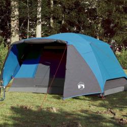 Tente de camping avec porche 4 personnes bleu imperm&eacute;able