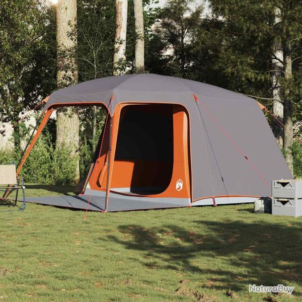Tente de camping avec d�me porche 5 personnes gris et orange alsavelo