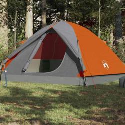 Tente de camping &agrave; d&ocirc;me 6 personnes orange imperm&eacute;able