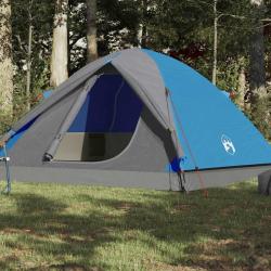Tente de camping &agrave; d&ocirc;me 6 personnes bleu imperm&eacute;able