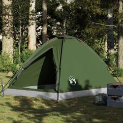Tente de camping &agrave; d&ocirc;me 4 personnes vert olive imperm&eacute;able
