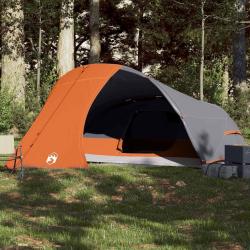 Tente de camping &agrave; d&ocirc;me 4 personnes orange imperm&eacute;able