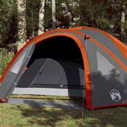 Tente de camping &agrave; d&ocirc;me 4 personnes orange imperm&eacute;able