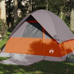 Tente de camping &agrave; d&ocirc;me 4 personnes orange imperm&eacute;able