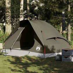 Tente de camping &agrave; d&ocirc;me 4 personnes marron imperm&eacute;able