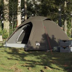 Tente de camping &agrave; d&ocirc;me 4 personnes marron imperm&eacute;able alsavelo