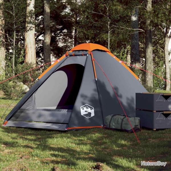 Tente de camping � d�me 4 personnes gris et orange imperm�able alsavelo