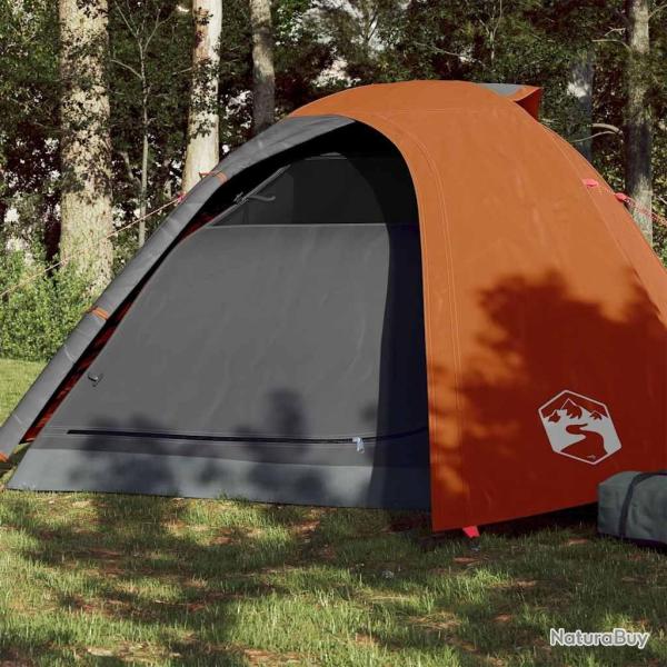 Tente de camping � d�me 4 personnes gris et orange imperm�able alsavelo