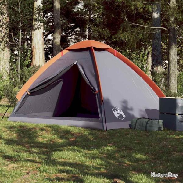 Tente de camping � d�me 4 personnes gris et orange imperm�able