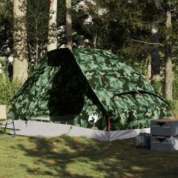 Tente de camping &agrave; d&ocirc;me 4 personnes camouflage imperm&eacute;able
