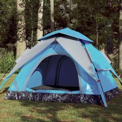 Tente de camping &agrave; d&ocirc;me 4 personnes bleu lib&eacute;ration rapide