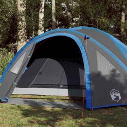 Tente de camping &agrave; d&ocirc;me 4 personnes bleu imperm&eacute;able