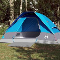 Tente de camping &agrave; d&ocirc;me 4 personnes bleu imperm&eacute;able alsavelo