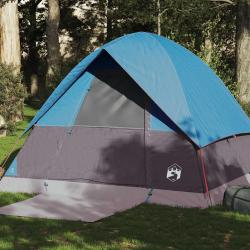 Tente de camping &agrave; d&ocirc;me 4 personnes bleu imperm&eacute;able
