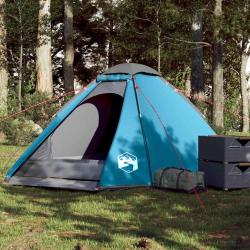 Tente de camping &agrave; d&ocirc;me 4 personnes bleu imperm&eacute;able