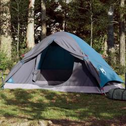 Tente de camping &agrave; d&ocirc;me 4 personnes bleu imperm&eacute;able alsavelo