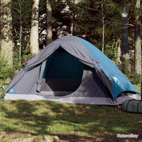 Tente de camping � d�me 4 personnes bleu imperm�able