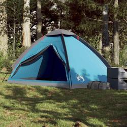 Tente de camping &agrave; d&ocirc;me 4 personnes bleu imperm&eacute;able