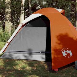 Tente de camping &agrave; d&ocirc;me 3 personnes orange imperm&eacute;able