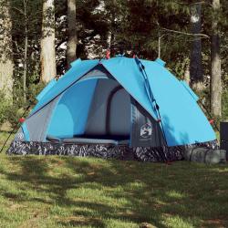 Tente de camping &agrave; d&ocirc;me 3 personnes bleu lib&eacute;ration rapide