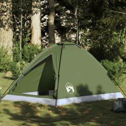 Tente de camping &agrave; d&ocirc;me 2 personnes vert olive imperm&eacute;able