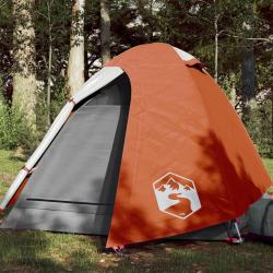 Tente de camping &agrave; d&ocirc;me 2 personnes orange imperm&eacute;able