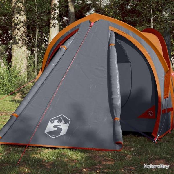 Tente de camping � d�me 2 personnes gris et orange imperm�able