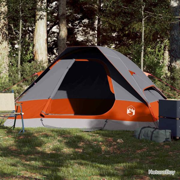Tente de camping � d�me 2 personnes gris et orange imperm�able