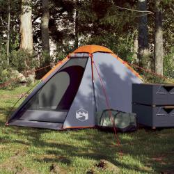 Tente de camping &agrave; d&ocirc;me 2 personnes gris et orange imperm&eacute;able