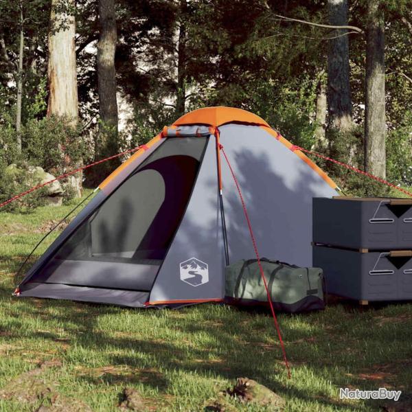 Tente de camping � d�me 2 personnes gris et orange imperm�able