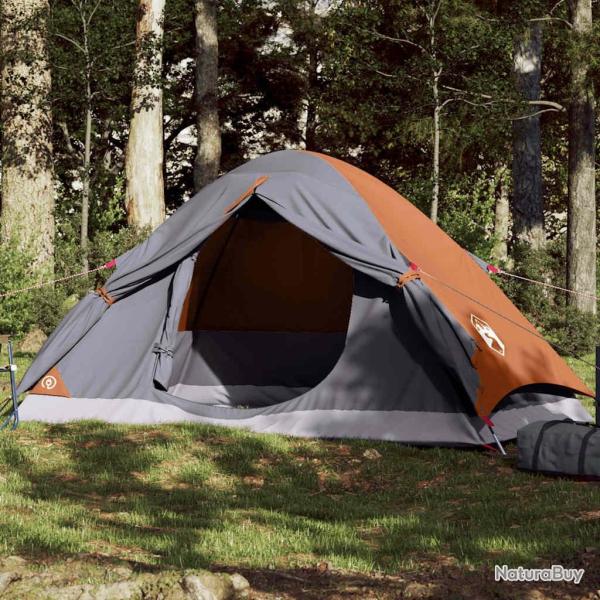 Tente de camping � d�me 2 personnes gris et orange imperm�able