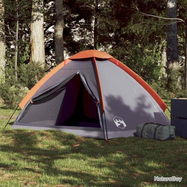 Tente de camping � d�me 2 personnes gris et orange imperm�able