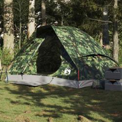 Tente de camping &agrave; d&ocirc;me 2 personnes camouflage imperm&eacute;able
