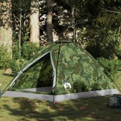 Tente de camping &agrave; d&ocirc;me 2 personnes camouflage imperm&eacute;able