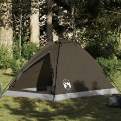 Tente de camping &agrave; d&ocirc;me 2 personne marron imperm&eacute;able alsavelo
