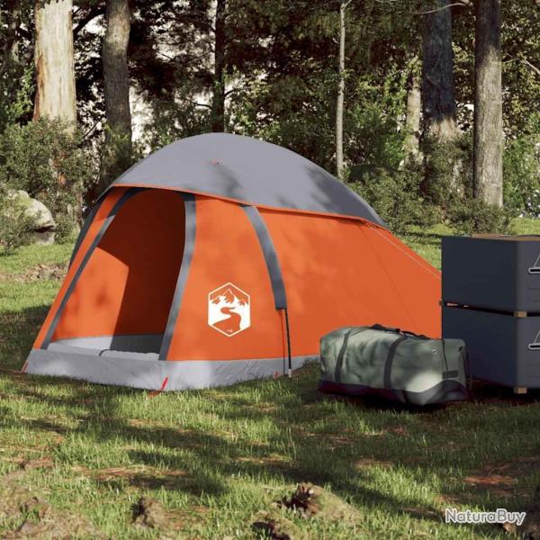 Tente de camping � d�me 1 personne gris et orange imperm�able alsavelo