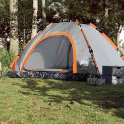 Tente de camping 5 personnes gris et orange lib&eacute;ration rapide