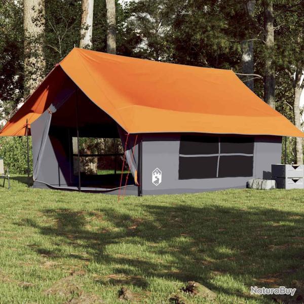 Tente de camping 5 personnes gris et orange imperm�able