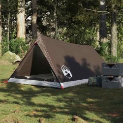 Tente de camping 2 personnes marron imperm&eacute;able alsavelo