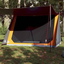 Tente de camping 2 personnes gris et orange imperm&eacute;able