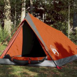 Tente de camping 2 personnes gris et orange imperm&eacute;able alsavelo